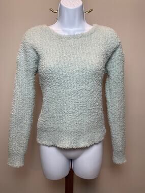 Hippie Rose Raindrop Blue Fleece Twist‑Front/Back Fleece Sweater Top Size XS NWT